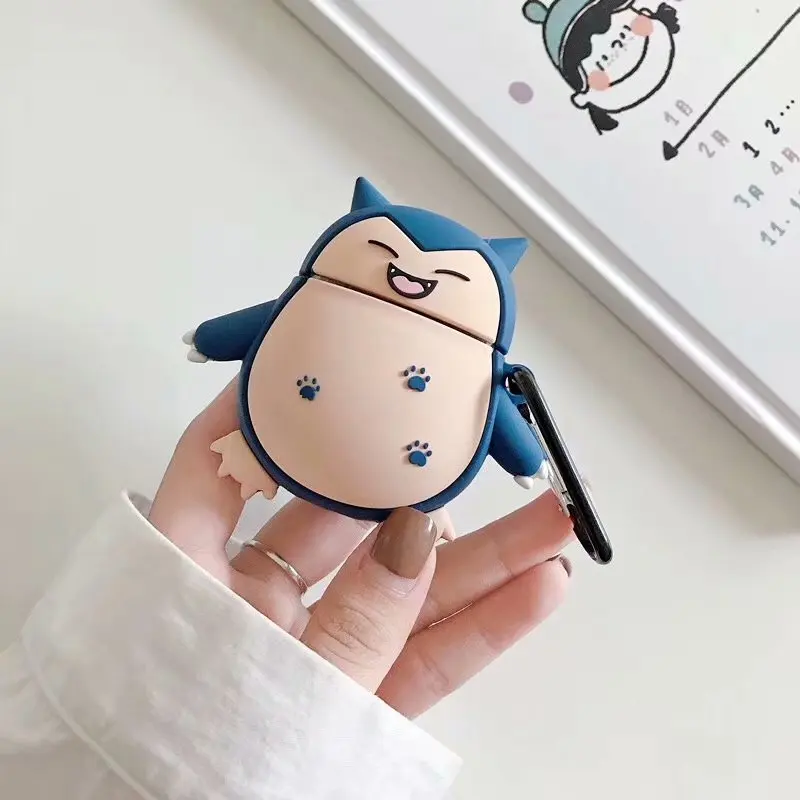 Для Apple AirPods Kawaii аниме чехол 3D милый мультфильм снорлакс кабигон медведь беспроводные наушники чехол для Airpods 2 Earpods Shell