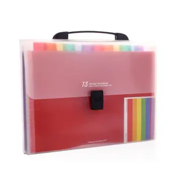 

A4 Document Bag Multifunctional Universal 13 Grids Rainbow Color File Holder Manager A4 Document Folder Office Supplies