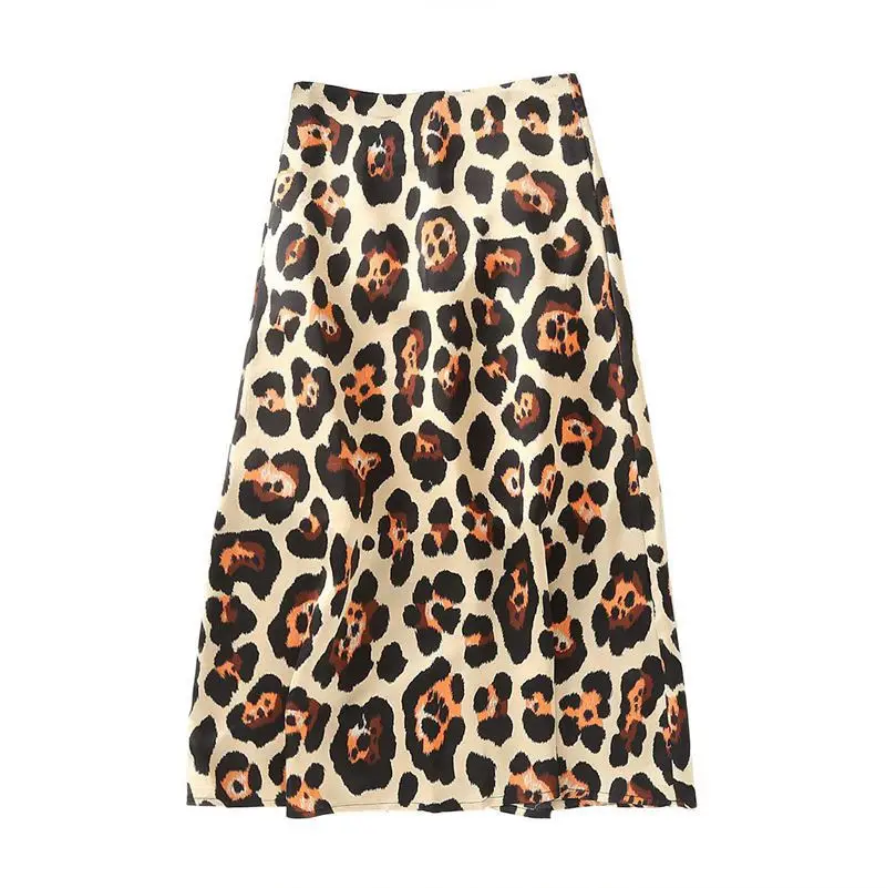 

2019 Fashion High-waisted Leopord Pattern Printed Irregular Long Skirts Blogger-Sheath Skirt Flounced Printed Dress