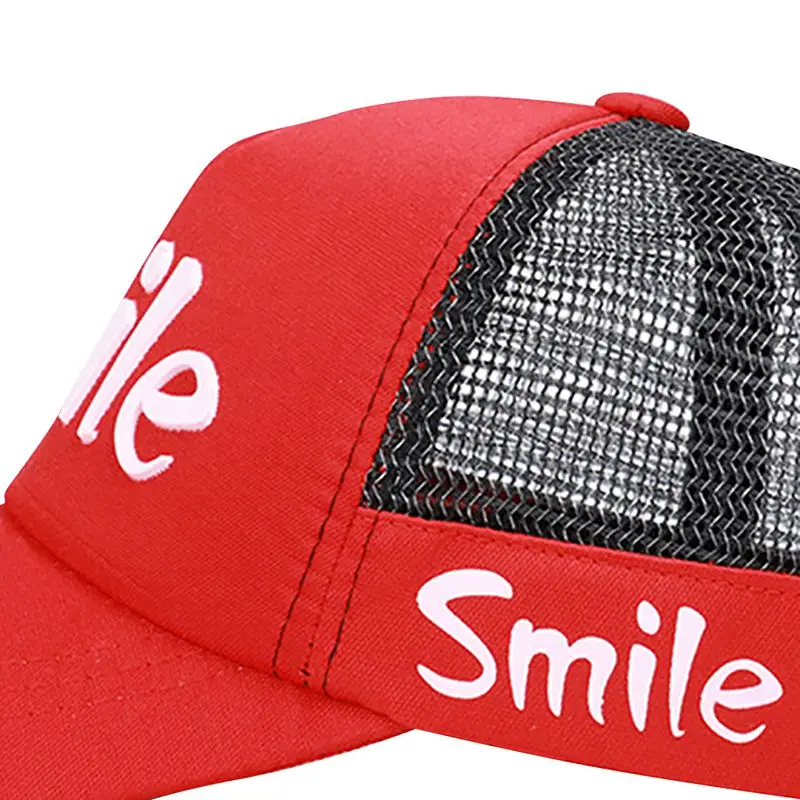 Summer Peaked Cap Smile Letter Printed Mesh Baseball Hat Children Outdoor Headwear With Adjustable Back Closure New