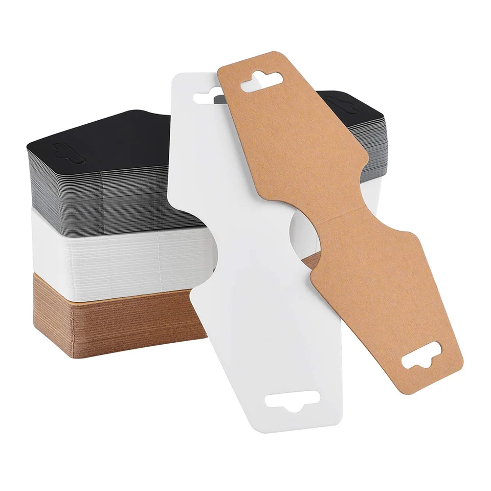 50-Pack Blank Kraft Paper Jewelry Display Cards - 5x12cm, Foldable Hanging Tags For Necklaces, Bracelets, Hairbands