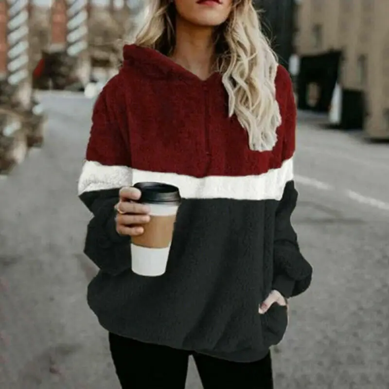 2020 New Winter Warm Zip Up Hooded Sweaters Womens Faux Fur Thicken Fleece Coat Jacket Sweater Fashion Hoodies Loose | Женская одежда