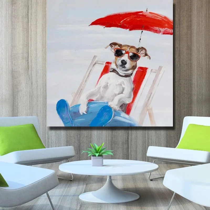 

100% ручная роспись маслом картины на холсте настенное искусство Животное Собака Картина на холсте для гостиной Настенная картина домашние принты
