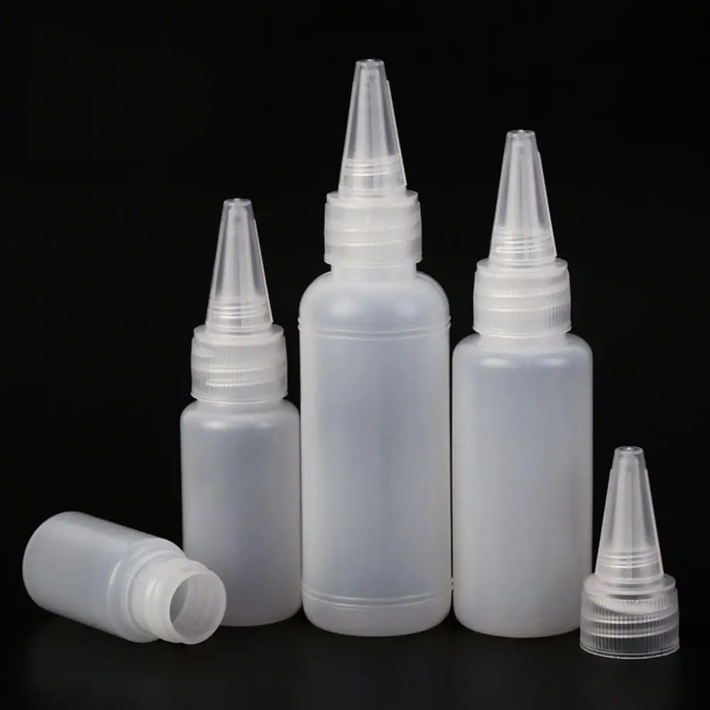 

10pcs/lot Glue Bottles 10ML/20ML30ML/50ML Empty PE Plastic With Screw-On Lids Squeeze Liquid Ink Oil Dropper Bottles