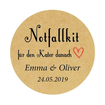

DouxArt 100pcs Stickers Personalized Wedding, Hangover Kit, 40mm Wedding Favour Decoration Gift Labels Seals - Add Names & Date