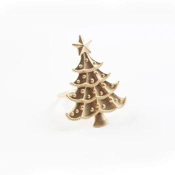 

12Pcs Creative Golden Christmas Tree Napkin Ring Napkin Buckle Western Restaurant Napkin Ring Electroplated Towel Buckle Hotel T
