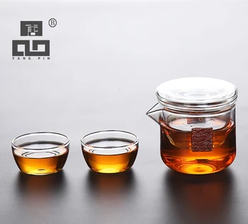 

TANGPIN glass teapot with 2 cups portable glass travel tea sets drinkware