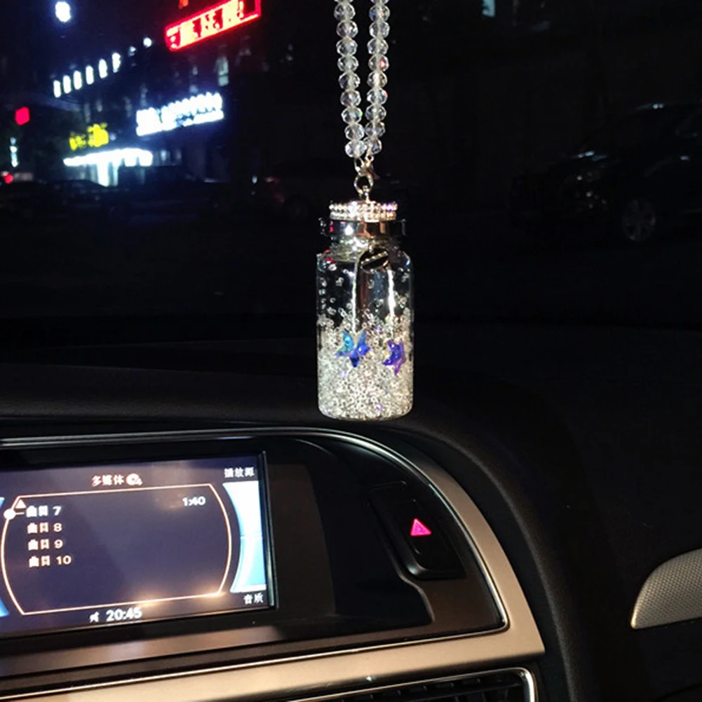 Новинка, Стильный автомобильный подвесной орнамент, Звездные стразы, стекло, бутылка желаний, зеркало заднего вида, подвесная подвеска, украшение для автомобиля