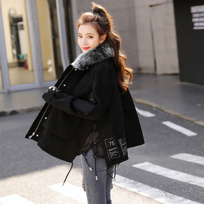 

Manufacturers Direct Selling 2019 Winter CZJ8173 with Faux Fur Collar Korean-style Women's Trend Western Style Cotton-padded Clo