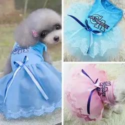 Модная хлопковая одежда с принтом для собак, милые платья для маленьких и средних собак с бантом, одежда для кошек, весенние мягкие платья