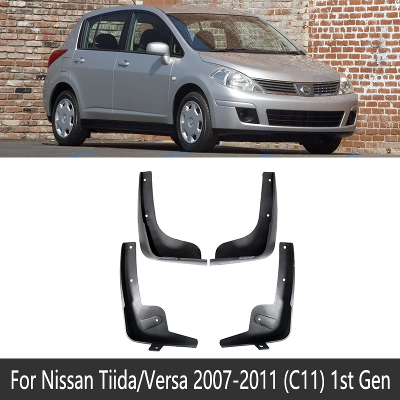 Брызговики для Nissan Tiida Pular Versa C11 C12 C13 2007~ крыло брызговики брызговик щиток аксессуары 2008 2009 2010 - Название цвета: 2007-2011 C11