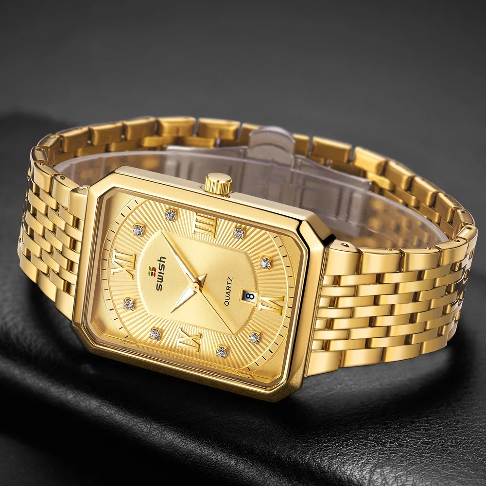 Relogio Golden Masculino Top Brand Luxury Fashion Rectangle Wristwatch Mens Waterproof Business Sports Clock relojes hombre 5