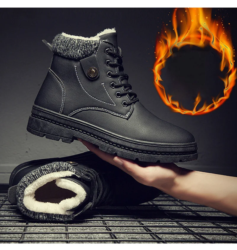 Winter Men's New Warm Snow Boots Men's Fashion Casual Plus Velvet Warm Shoes Men's Winter Boots Waterproof High-cut Cotton Boots