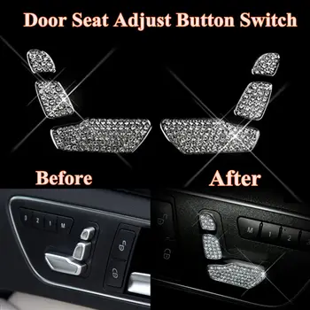 

New 6Pcs Door Seat Adjust Button Switch with Diamond Chrome For Mercedes For Benz E Class W212 218 CLS X166 GL Car Accessories