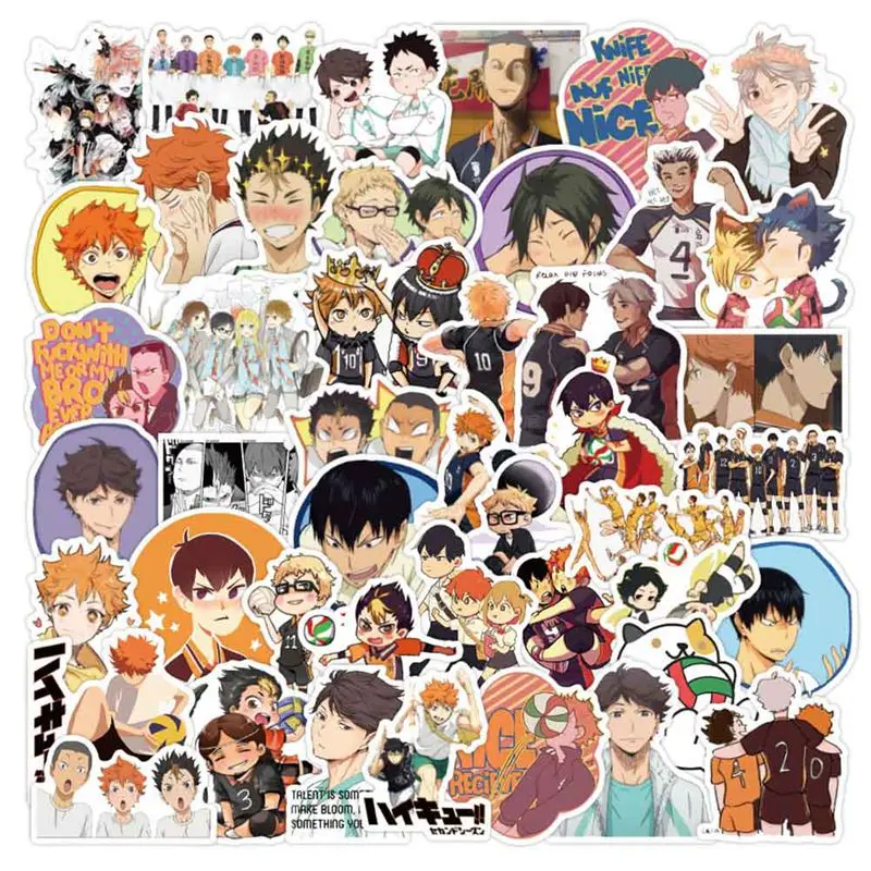 

100Pcs/Set Haikyuu!! Stickers Japanese Anime Sticker Volleyball For Decal On Guitar Suitcase Laptop Phone Fridge Motorcycle Car