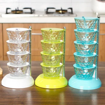 

Vertical Rotatable 4/5-Layer Spice Storage Box Rotatable Spice Jars Case Practical Seasoning Box Storage Container For Kitchen