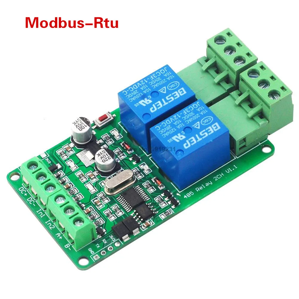 2 канальный релейный модуль Modbus Rtu 12 В коммутатор с входом/выходом RS485 / TTL для