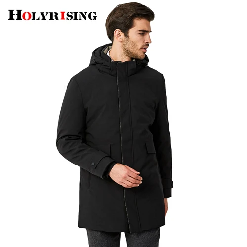 Holyrising мужские пуховики длинные Abrigos Mujer Invierno с капюшоном Homme Duvet De Canard Veste теплая верхняя одежда 19017-5 - Цвет: Black