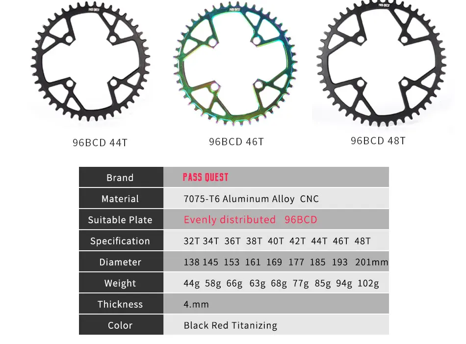 Pass Quest велосипедная Звездочка 96 BCD 32T 34T 36 т 38 40 т 42 44 46 т 48 велосипед Звездочка M6000/7000/8000/9000 11/22S один диск