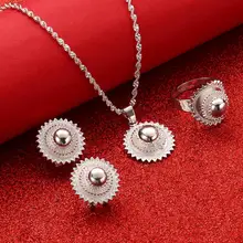 Новые эфиопские Серебряные наборы кулонов ожерелья серьги кольцо Habesha ювелирные изделия