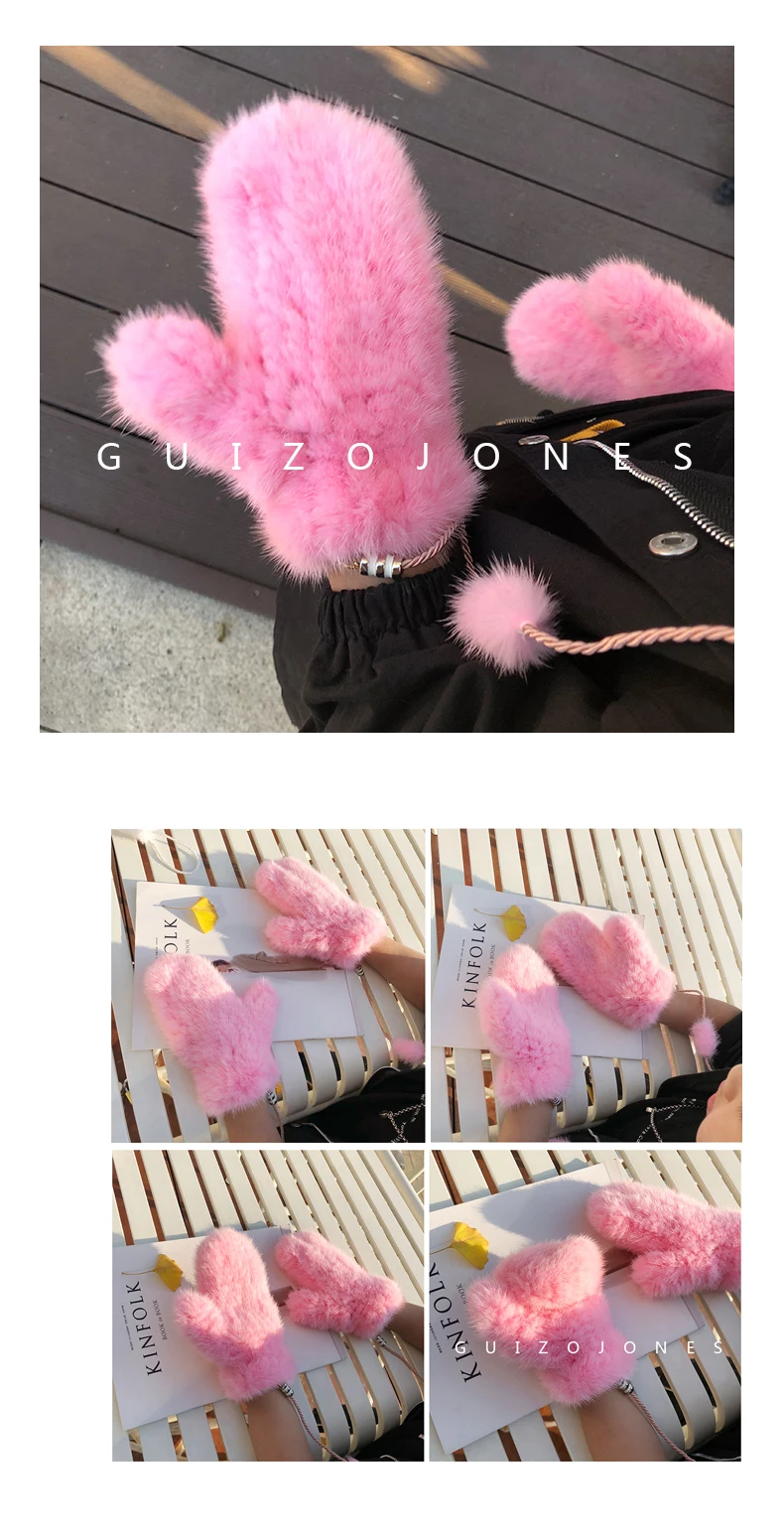 Зимние новые Детские Водонепроницаемые норковые тканые Висячие шеи стрейч-перчатки меховые перчатки теплые утепленные