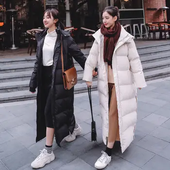 

Loose Oversize Jacket Parkas Thicken Padded Student Hooded Ladies Maxi Coats Winter Warm Long Down Cotton Coat Women Clothing
