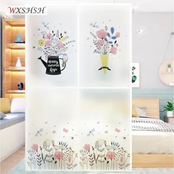 

Custom Size Static Cling Window Covering Fresh Flowers Pattern Water-Proof UV-Proof Decorative Stained Durable Glass Sticker