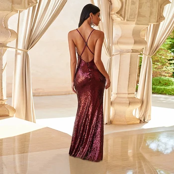 

Deep V Sequins Dress Women Wrap Ruched Sleeveless Black Green Long Dresses Ladies Cocktail Nightclub Party Dress Vestidos 2020