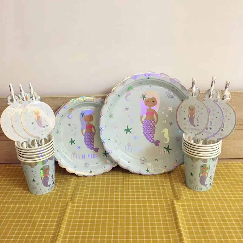 36 шт./компл. вечерние принадлежности блестящее серебро Let's Be Mermaid Baby Shower для детей праздничный декор для вечеринки в честь Дня рождения поставки для детей - Цвет: 36pcs  A