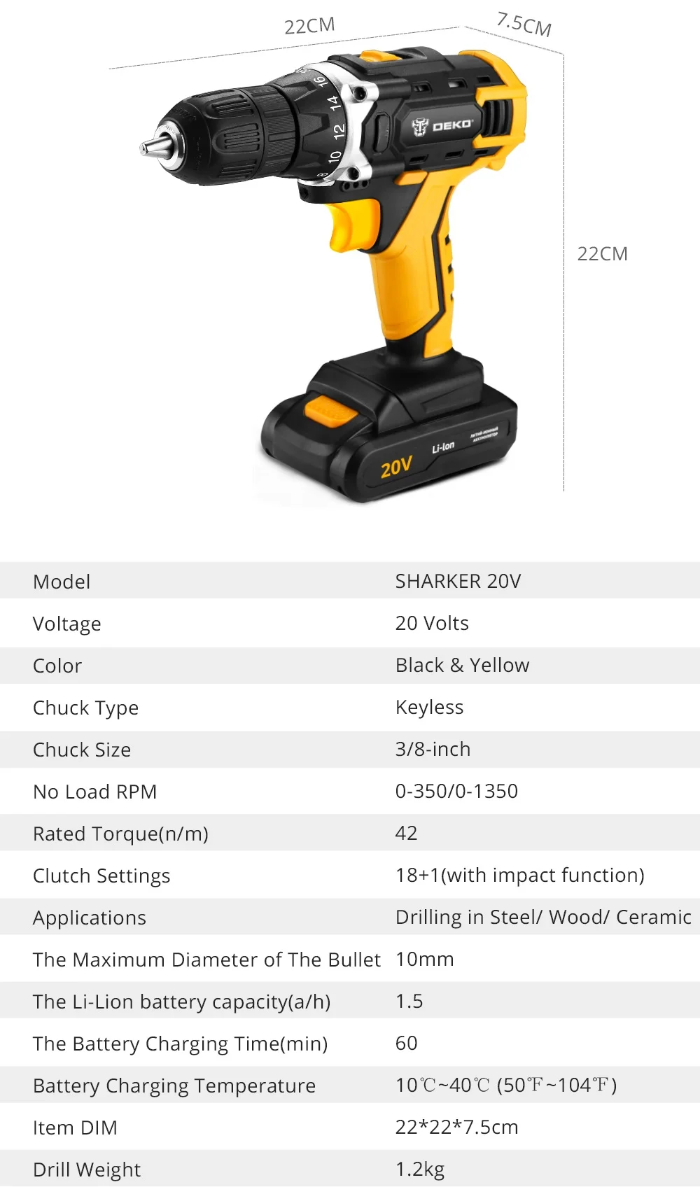 DEKO Новый фейерверк 12V одиночка 16V Sharker 20V электрическая отвертка с литиевой Батарея Аккумуляторная дрель Мощность инструменты для работы по