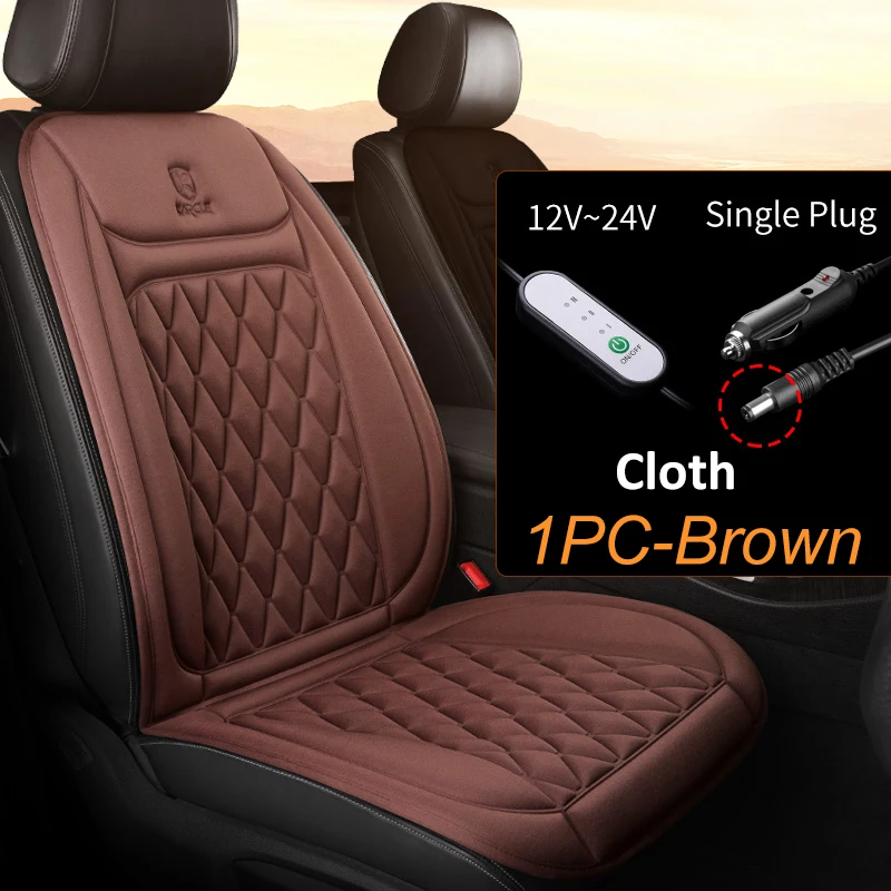 Coprisedile Riscaldato Universale 12V Per Auto – Tessuto, Riscaldamento Rapido, Protezione Invernale, 1 Pz Nero