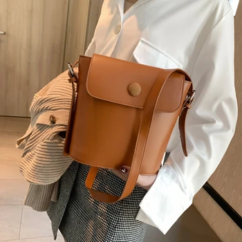 

New Design Flap Women Bucket Bag Fashion Small Shoulder Bags Women Casual PU Leather Large Capacity Messenger Bag Bolsa Feminina