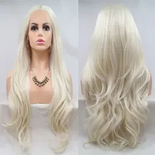 Bombshell белый натуральный волнистый синтетический 13*3 парик фронта шнурка Glueless термостойкие волокна волос натуральный волос для женщин парики