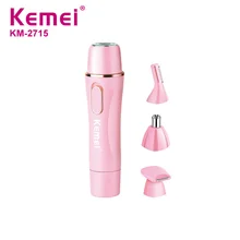Kemei, 4 в 1, USB, триммер для волос в носу и ушах, машинка для стрижки волос, перезаряжаемая, для лица, моющаяся, для красоты, резак, очиститель для женщин