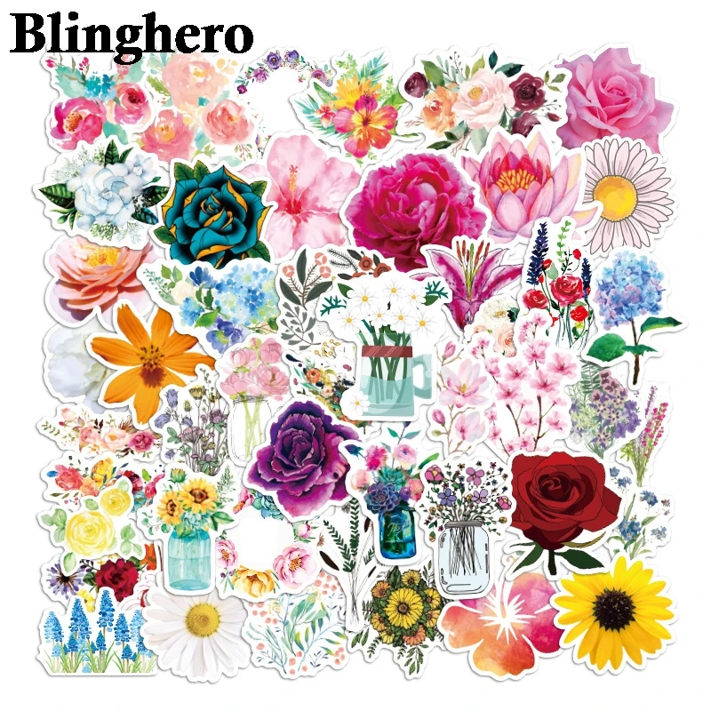 

CA1446 50pcs/set Flowers and rose Scrapbooking Sticker Decal For for Guitar Laptop Luggage Car Fridge Graffiti Sticker