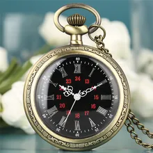 Изысканный черный/белый/золотой римские цифры дисплей круглый циферблат кварцевые карманные часы унисекс Подвеска часы с ожерельем открытым лицом