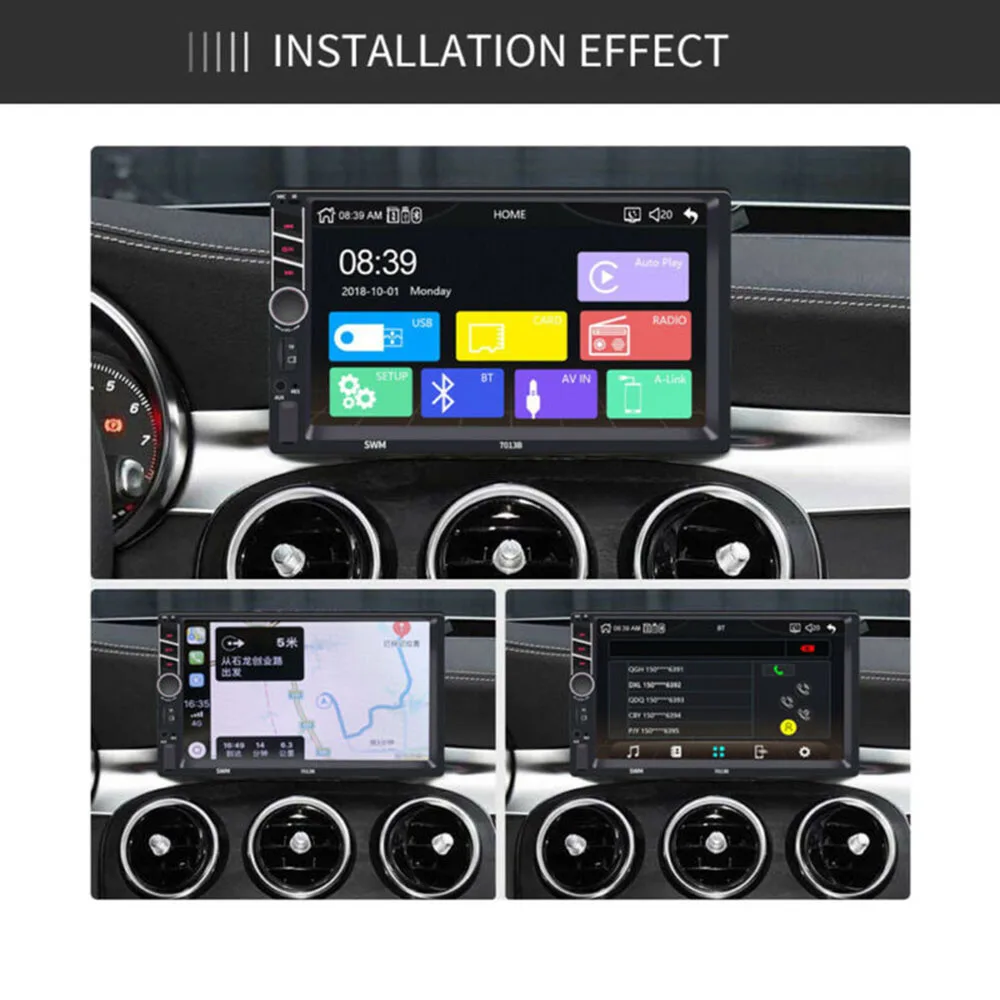 7 дюймов Автомобильный Bluetooth стерео радио плеер для Apple CarPlay двойной Din Android плеер FM MP5 музыкальный мультимедийный плеер