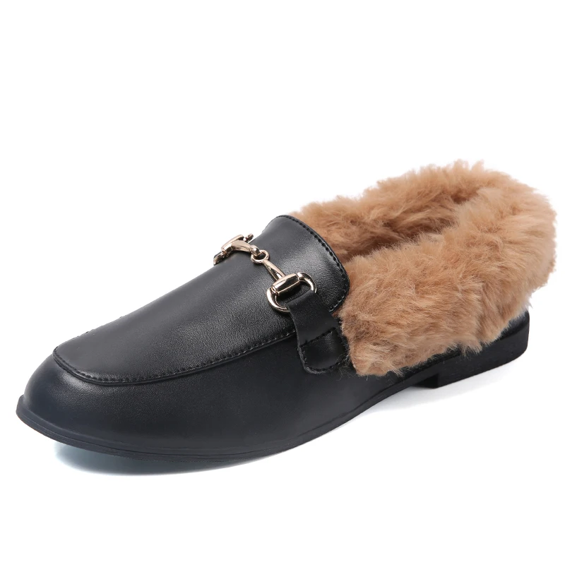 Плюшевые женские туфли на плоской подошве; коллекция года; Лоферы без застежки на плоской подошве; удобная женская обувь на плоской подошве; модная повседневная обувь в стиле ретро; zapatos mujer - Цвет: O839 Black-39