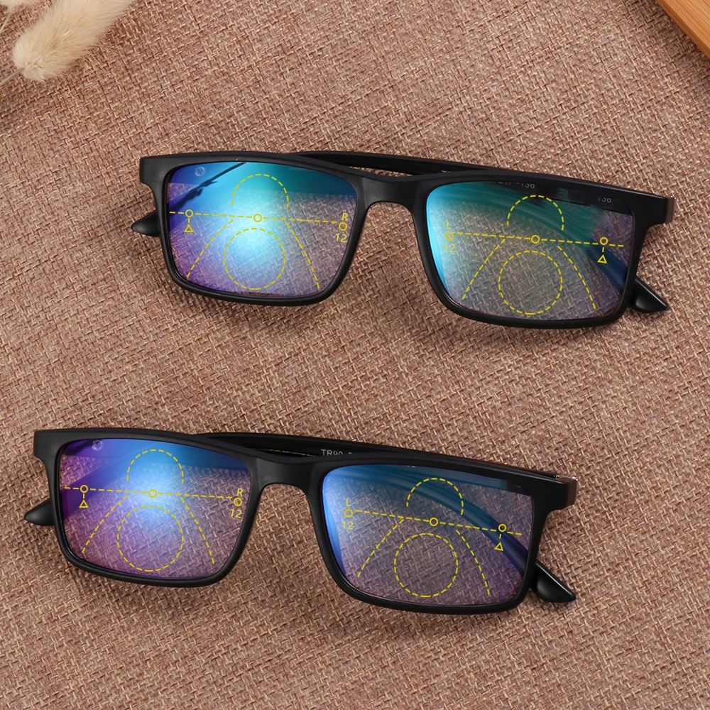 Прогрессивные многофокальные очки для чтения, анти-синий светильник, очки для пресбиопии, близкое дальнее зрение, очки для дальнозоркости, диоптрийные очки