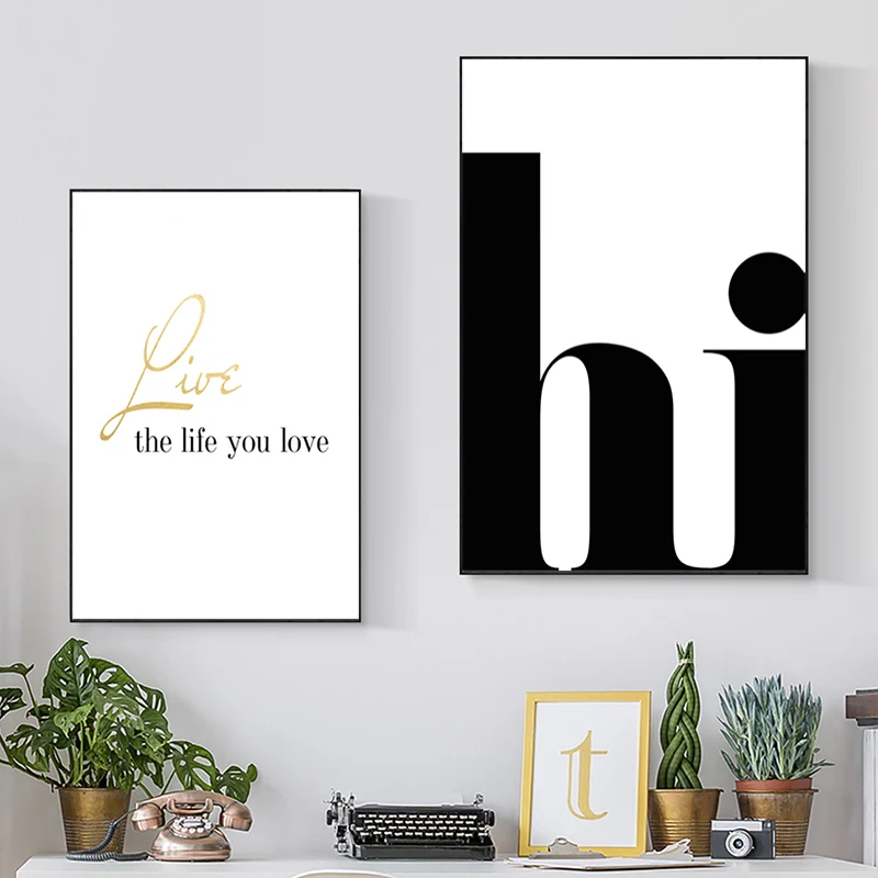 

Nordic Poster Hi Quotes Wall Art Canvas Painting Minimalist Posters And Prints Abstract Canvas Print Wall Pictures Home Decor
