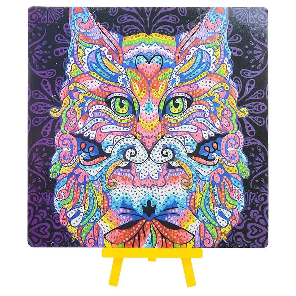 Diamond Mosaic with easel &quotmulticolour Cat 4" 20 х20 cm 1 design partial выкладка rhinestones different size DIY mosaic painting