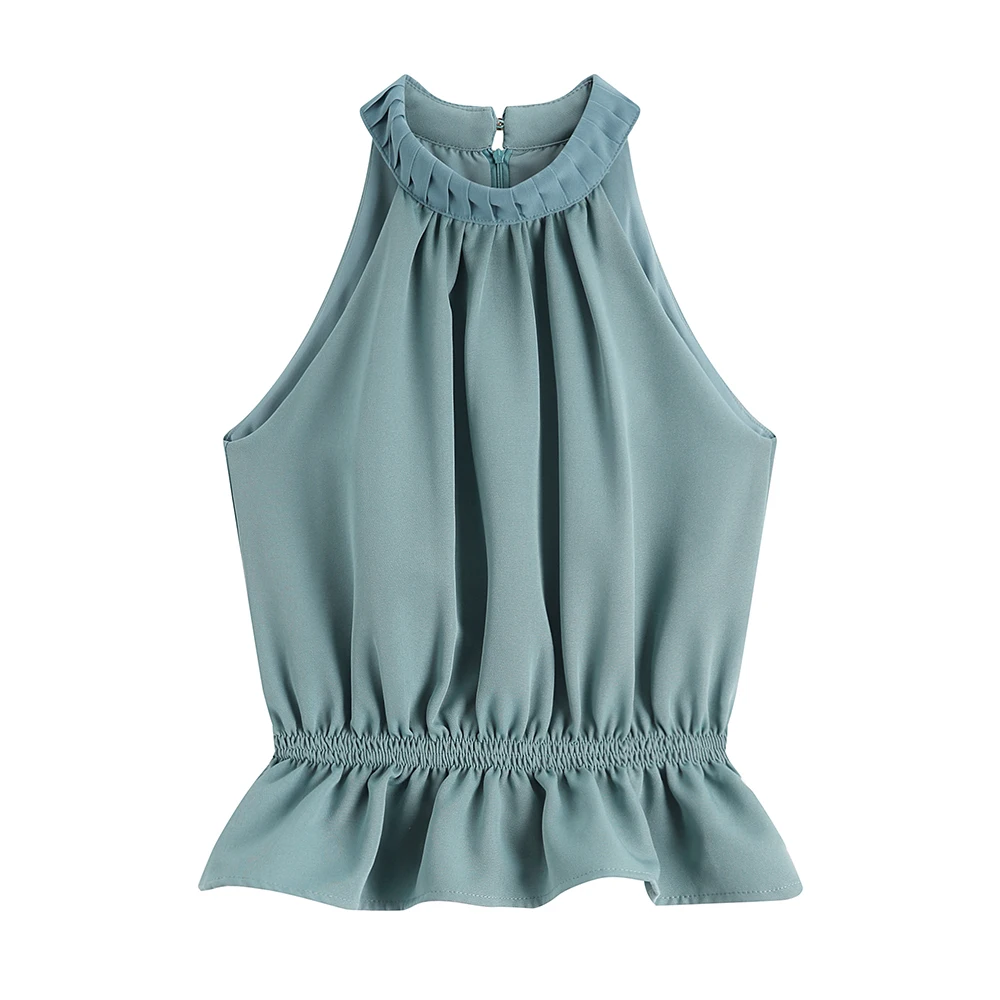 

Top 2019 Summer Women Fashion Cropped Camisole Sexy Green Backless Strap Crop Top Casual Tops