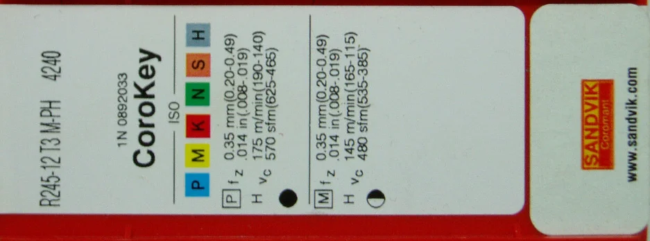 10 шт. твердосплавная вставка R245-12T3M PH 4240