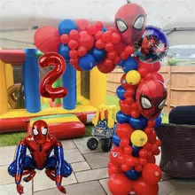 

98pcs Marvel Spiderman Super Hero Foil Balloons 32inch Red Number Inflatable Ball For Baby Shower Kids Birthday Party Decors