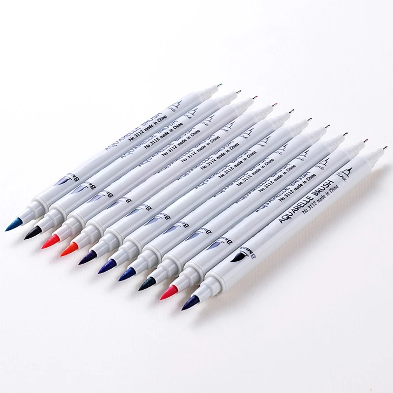 

12/24/36 Colors Set Watercolors Brush Pen Double Head Art Markers For Stationery 634B
