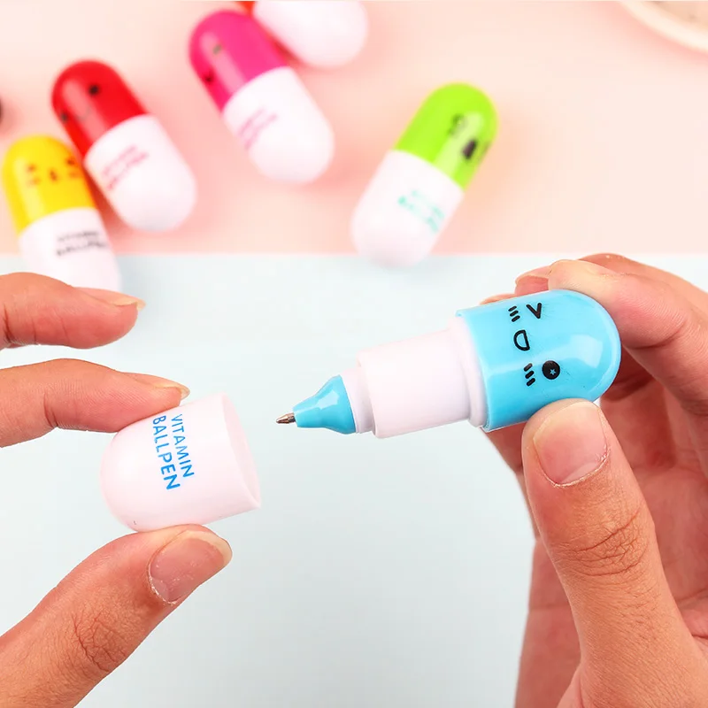 6 шт. Новинка Шариковая ручка в виде капсулы милые Витаминные таблетки синие