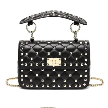

2020 hot sale famous designer leather rivet small square bag. Leather bag gift 24*6*16cm