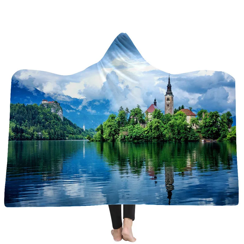 Hooded blanket Одеяло с капюшоном, плащ, Волшебная Шляпа, сон одеяло, кондиционер, одеяло, модное, сахарный череп, цветок, с капюшоном, одеяло для взрослых@ 30 - Цвет: Hooded blanket