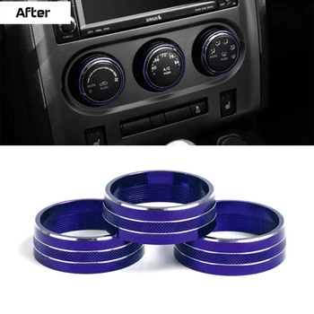 

3pcs Switch knob cover trim Blue Air Conditioning Accessories Replacement Aluminum Alloy For Dodge Challenger 2009-14