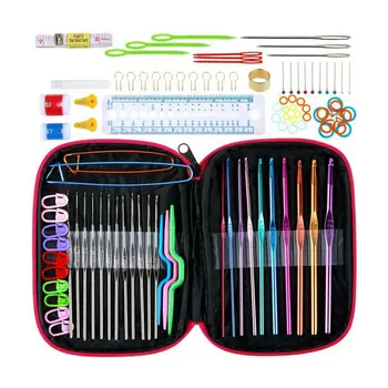 

100Pcs Ergonomic Crochet Hooks Set Knitting Needle Kit Zipper Organizer Case Sweater Needle Diy Gadgets